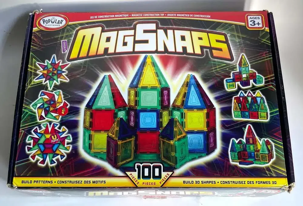 Popular Playthings MagSnaps 100 Piece Magnetic Construction Toy Set #18011